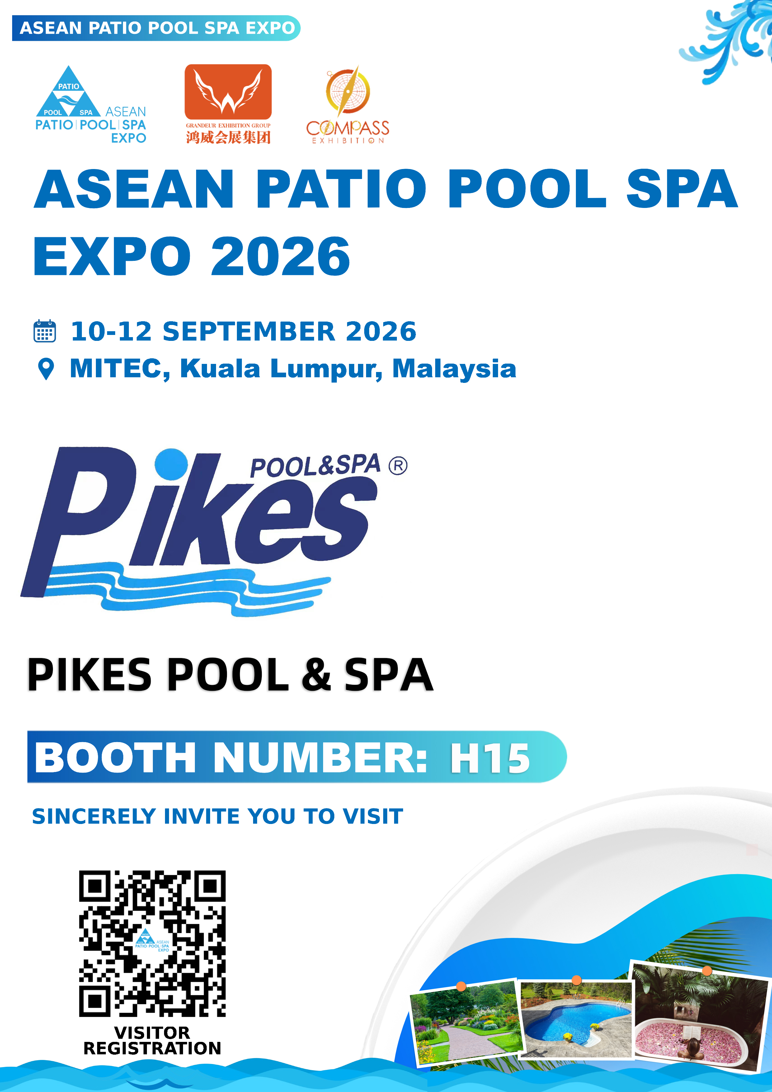 Visit PIKES POOL & SPA at Booth H15 – ASEAN Patio Pool Spa Expo 2026
