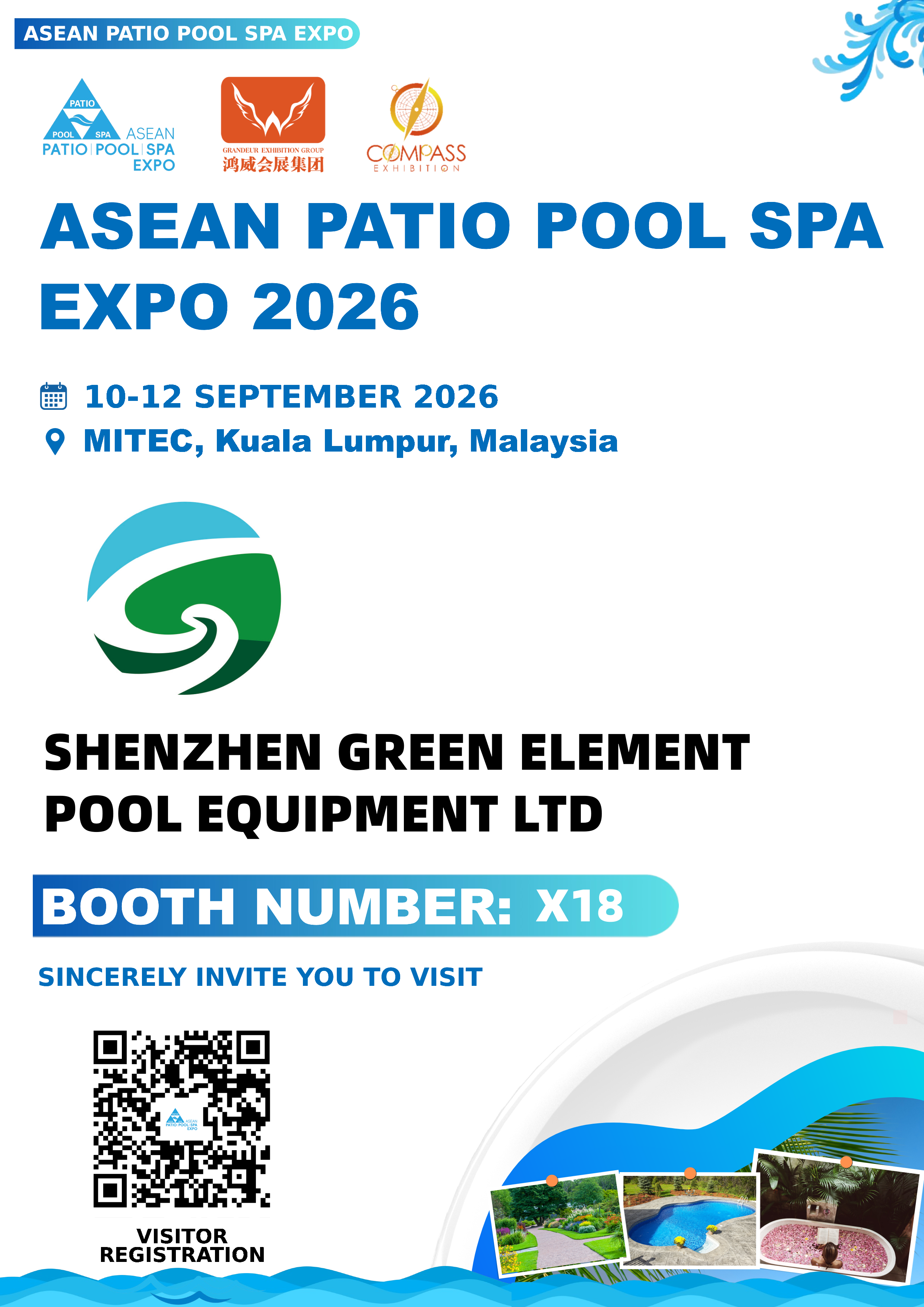  Visit SHENZHEN GREEN ELEMENT POOL EQUIPMENT LTD. at Booth X18 – ASEAN Patio Pool Spa Expo 2026